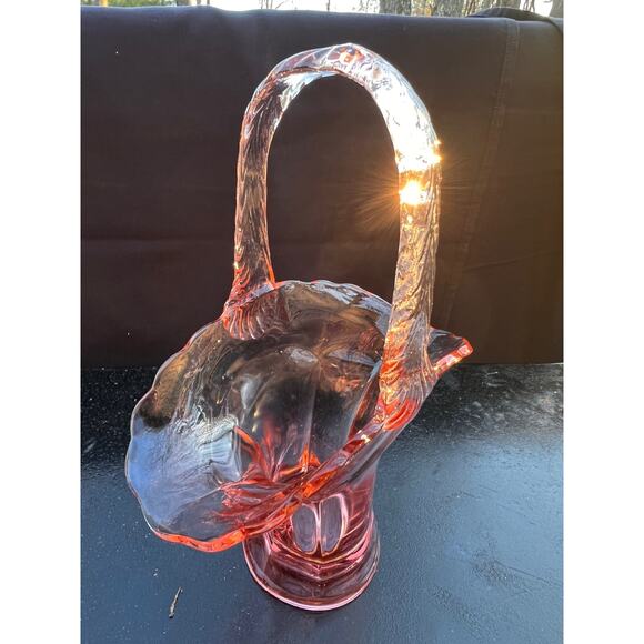 Vintage Pink Depression Glass Basket by Tiffin - Picture 5 of 9